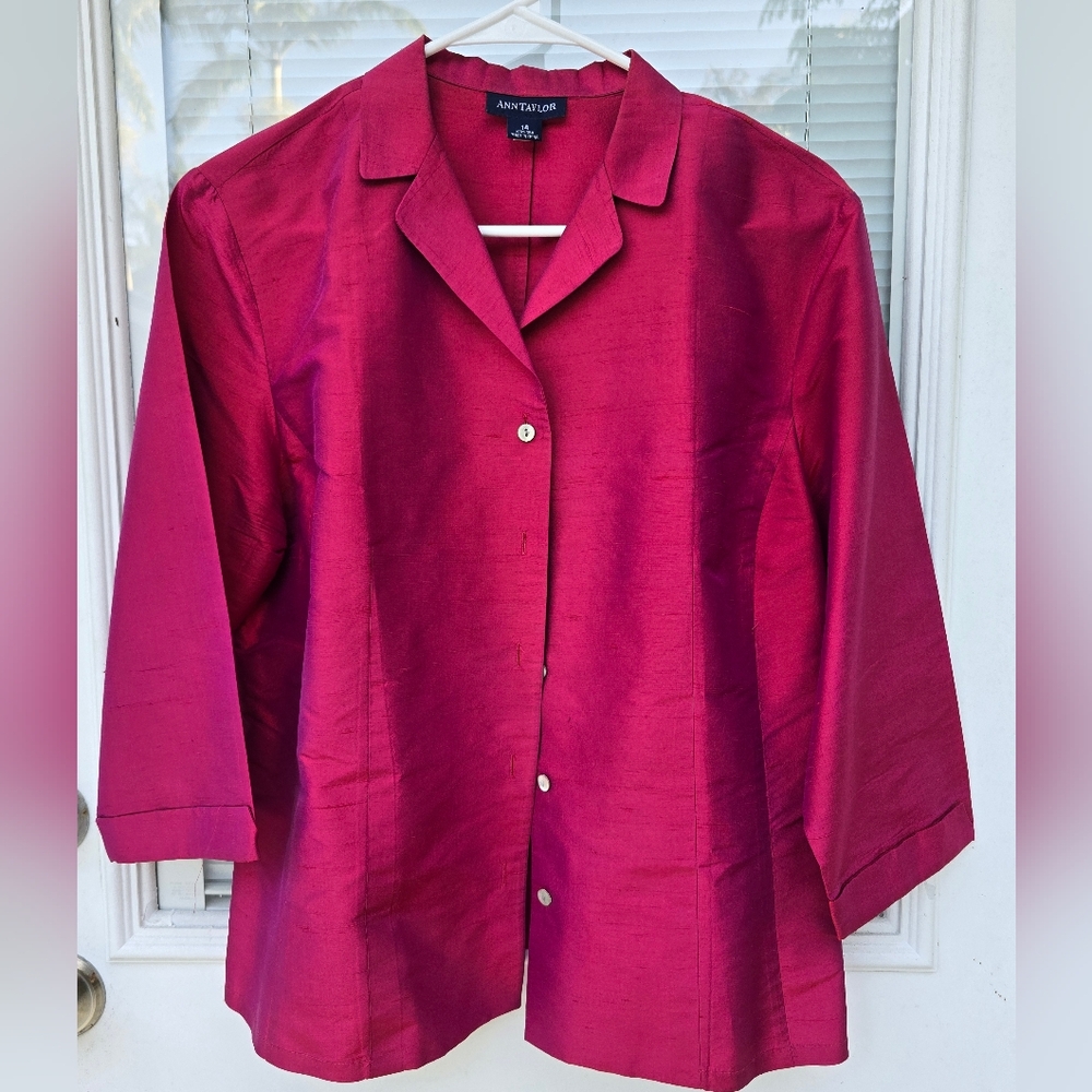 Ann Taylor Women's Rich Silk Pink Blouse 14